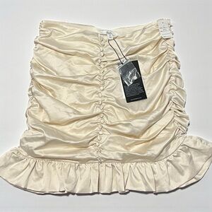 Cream Ruched Mini Skirt NWT
